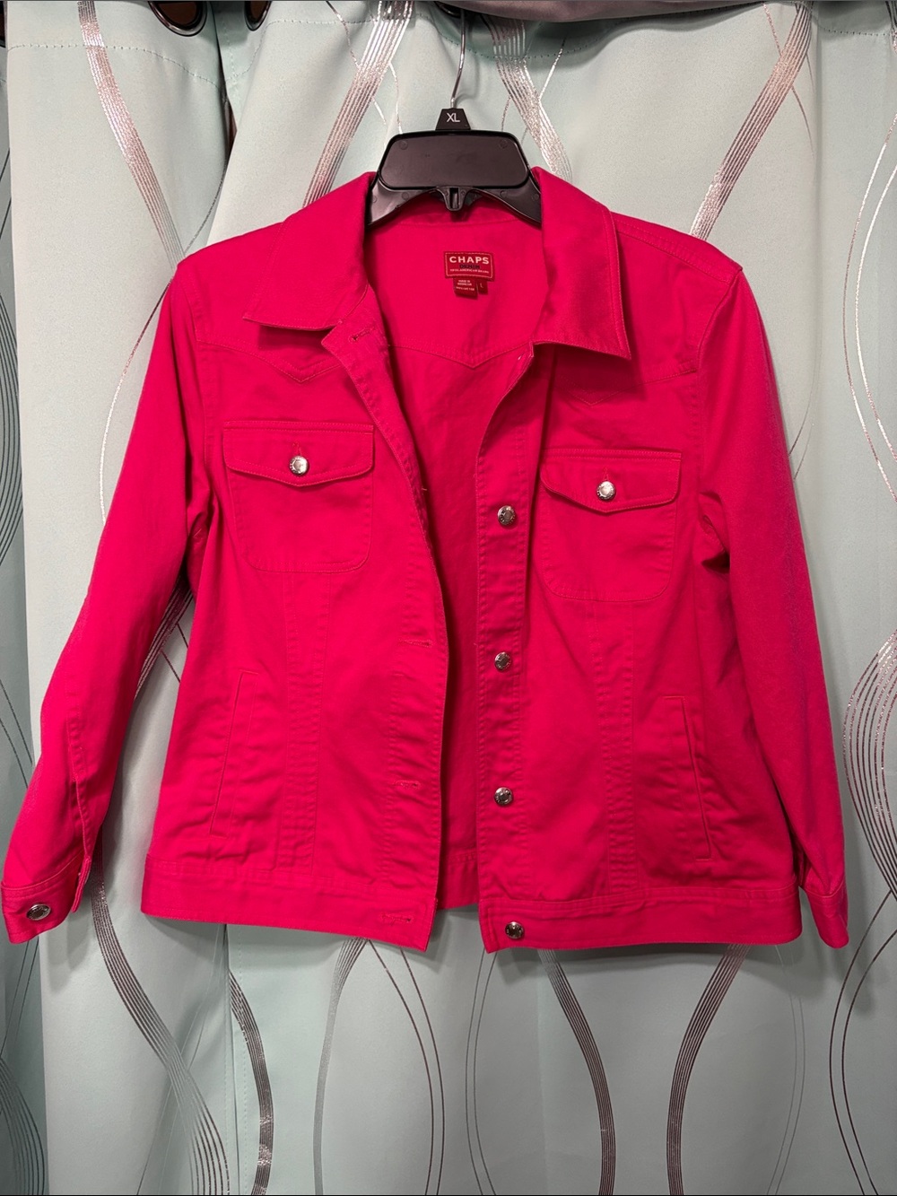 Vintage Chaps Women's Hot Pink Button-Front Jean Jacket